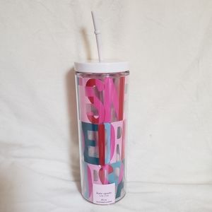 NWT Kate spade 20 ounce insulated plastic tumbler w reusable straw